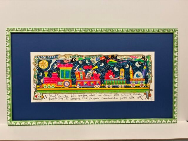 Cornice verde e bianca laccata