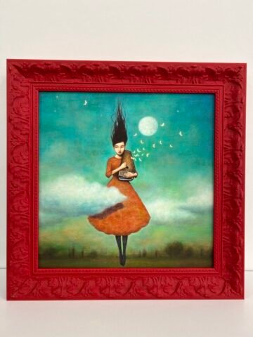 Surrealismo moderno cornice rosso ciliegia